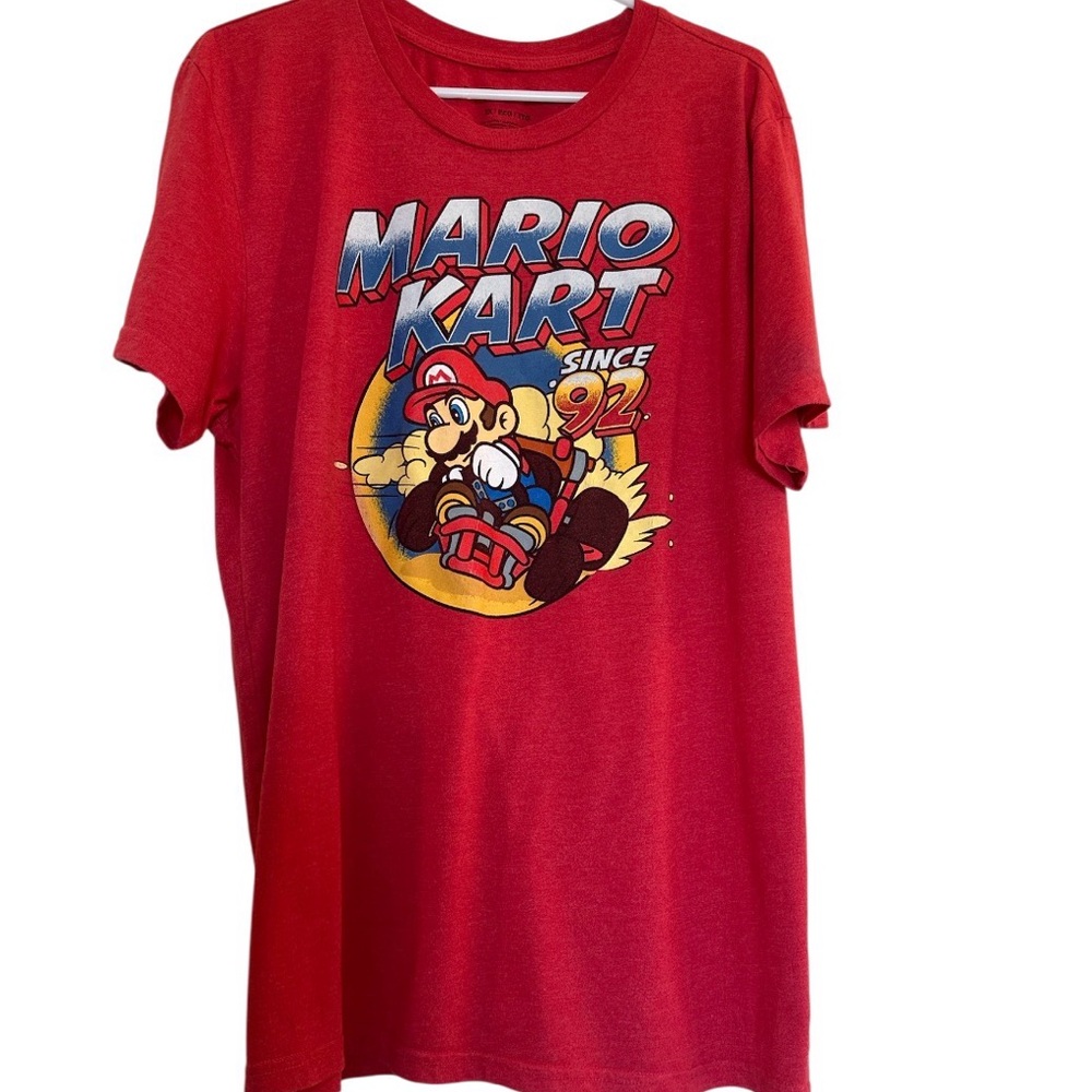Mario Kart Men's 2X Red Graphic Tee Short Sleeves colorful Nintendo T Shirt
